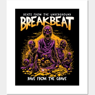 BREAKBEAT - Halloween Rave From The Grave (Orange/Purple) Posters and Art